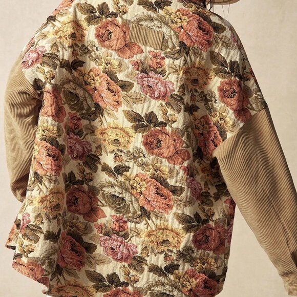 Multicolor Casual Women's Corduroy Boho Jacket - Picture 2 of 8